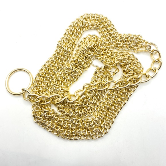Metal Gold Tone ChainMesh Belt With Long Dangle - Picture 2 of 9